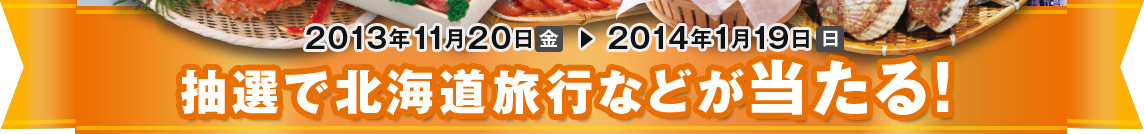 2013年11月20日金曜日から2014年1月19日日曜日 抽選で北海旅行などが当たる！